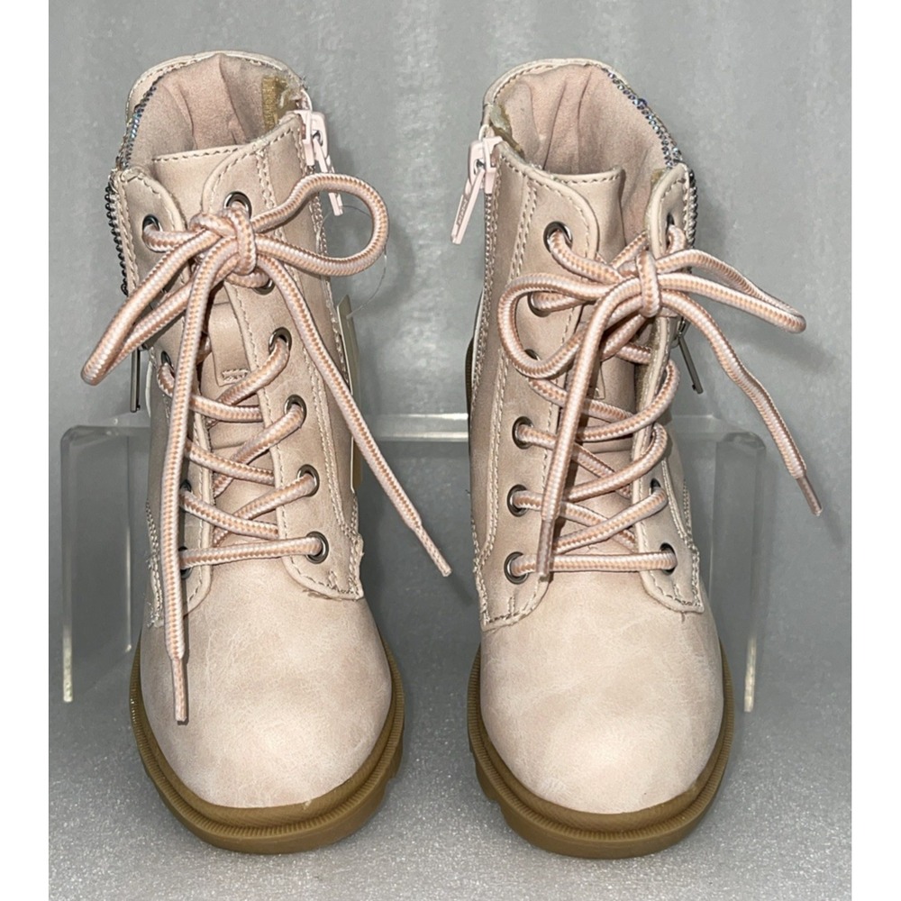 Therabouts Kinsley Pink Rhinestone Hiker Block Heel Boots Girls Size 11 NEW - Picture 10 of 16